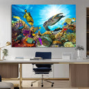 Aquatic Life Sea Turtles Fish Wall Art Canvas Print