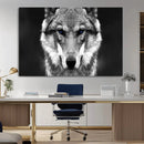 Black and White Wild Wolf Wall Art Canvas Print