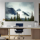 Mountain Mist Canvas Wall Art Print | 3-Panel Foggy Forest