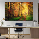 Sunlight Through Trees Wall Art Canvas Print - Autumn Forest