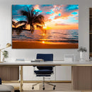 Palm Tree Sunset On The Beach Wall Art Canvas, Framed Palm by MyGreatCanvas | Canvas Wall Art Prints | Photo Prints & Wall Decor
