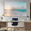 Tranquil Ocean Beach Sunset Canvas Wall Art | 3-Panel