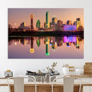 Colorful Dallas City Lights Night Skyline Wall Art Print