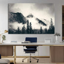 Forest Mountain Print - Black and White Canvas Wall Art with
