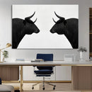 Spanish Bull Art - Framed Black and White Bull Canvas Print