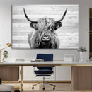 Scottish Highland Cow Cattle Art Print on Wood Background by MyGreatCanvas | Canvas Wall Art Prints | Photo Prints & Wall Decor