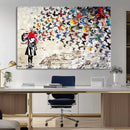 Banksy Art Butterfly Girl Explosion Canvas Art – Vibrant