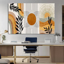 Modern Boho Sun and Leaf Abstract Art – 3-Panel Giclée