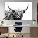 Black White Scottish Highland Cow Cattle Art Print Farmhouse