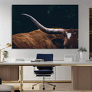 Texas Longhorn Bull Wall Art Canvas Print - Large Framed