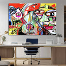 Picasso Style Art Abstract Canvas Wall Art Print , Colorful