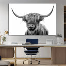Grayscale Scottish Highland Cow Cattle Art Print Farmhouse by MyGreatCanvas | Canvas Wall Art Prints | Photo Prints & Wall Decor