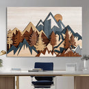 Woodland Mountain Landscape Triptych, Giclee Canvas Art for
