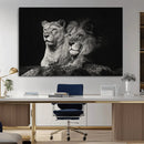 Lion Couple Wall Art Canvas Print – Elegant Black and White