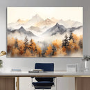 Abstract Mountain Wall Art | Misty Mountain Forest and