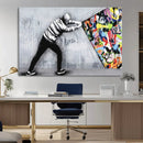 Banksy Art Behind the Curtain Street Wall Art Canvas Print |