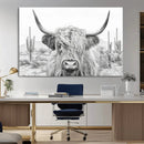 Rustic Charm | Cow Longhorn Black White Bighorn Wall Art by MyGreatCanvas | Canvas Wall Art Prints | Photo Prints & Wall Decor