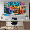 Fitness Gym Barbell Graffiti Wall Art Canvas Print