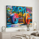 Fitness Gym Barbell Graffiti Wall Art Canvas Print