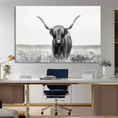 Highland Cow Canvas Wall Art – Majestic Beauty in Black and