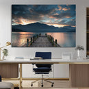 Mountain Lake Wood Pier Canvas Wall Art Nature Lake Print