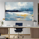 Abstract Ocean Canvas Wall Art - Coastal Blue and Gold