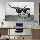 Texas Black White Highland Longhorn Cow Wall Art Canvas by MyGreatCanvas | Canvas Wall Art Prints | Photo Prints & Wall Decor