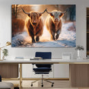 Scottish Highland Cow Horn Farm Wall Art Canvas Print