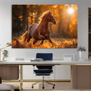 Running Horse Sunset Forest Wall Art Canvas Print