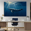 Whale under Ocean Wall Art Canvas Print