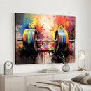 Weightlifting Barbell Art Triptych, Bold Abstract Fitness
