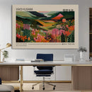 Yayoi Kusama Landscape Canvas Print, Vibrant Floral Mountain