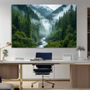 Mountain Forest River Canvas Wall Art Print - Serene Nature