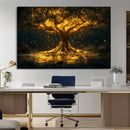 Golden Tree of Life Canvas Wall Art Print - Majestic Glowing