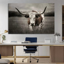 Texas Longhorn Cow Canvas Wall Art Print - Large Rustic