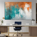 Vintage Abstract Print - Bold Teal and Orange Canvas Wall