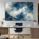 Large Abstract Print - Luxe Blue and Gold Abstract Canvas