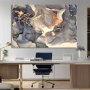 Abstract Blue and Gold Wall Art - Fluid Ink Artwork - Modern