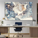 Abstract Blue and Gold Canvas Wall Art - Fluid Modern Ink