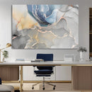 Large Abstract Blue and Gold Canvas Wall Art | Fluid Ink