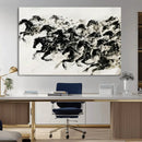 Abstract Horse Wall Art Canvas Print - Dynamic Black Ink