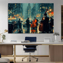 Urban Night Jazz Wall Art Canvas Print – Moody Rain-Soaked