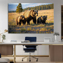 Grizzly Bear Family Wall Art Canvas Print – Majestic