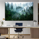 Misty Forest Wall Art Canvas Print – Framed Foggy Mountain