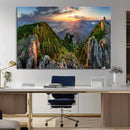 Mountain Sunset Panoramic Wall Art Canvas Print – Framed