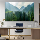 Misty Forest Mountain Wall Art Canvas Print – Framed Serene