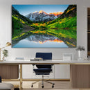 Sunrise Maroon Bells Lake Wall Art Canvas Print – Framed Elk