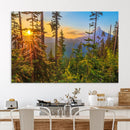 Forest Sunset Wall Art Canvas Print – Green Pines Sunset