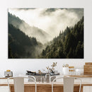 Misty Valley Wall Art Canvas Print – Foggy Forest Pine Trees