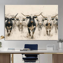 Texas Longhorn Wall Art – Framed Cattle Walking Canvas by MyGreatCanvas | Canvas Wall Art Prints | Photo Prints & Wall Decor